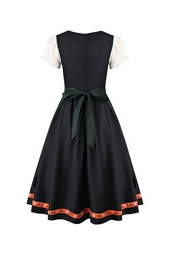 Regenboog Women Oktoberfest Costume 2Pcs,Bavarian Dirndl Dress Women with Apron,Beer Maid Outfit,Halloween German Dirndl Dress,Green,M