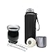 NERTHUS FIH 1595 - Kit de Mate con Vaso de Doble Pared de Acero Inoxidable de 250 ml + Dos Bombillas Pipas para Mate con cepillo limpiador + Termo Acero Inóxidable 750ML