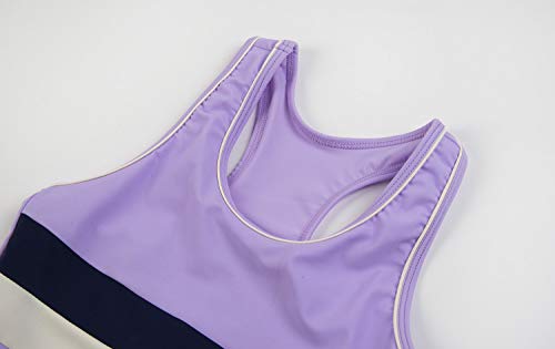 Kabety Little Girls Summer Two Piece Boyshort Fashion Tankini Swimsuit (Purple, 12-13=4Xl) #TOP2