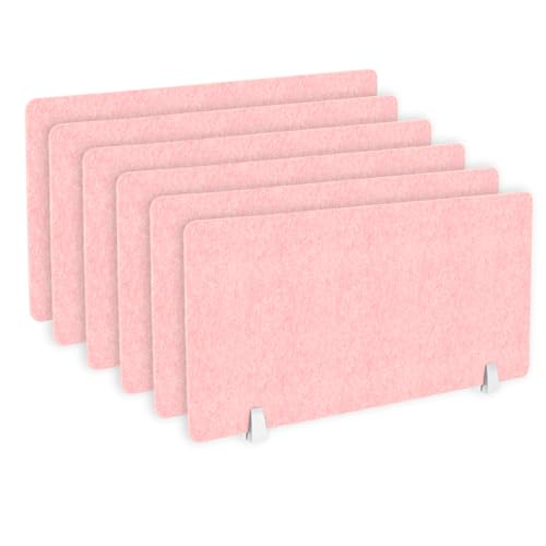 Image of Timber Acoustics Acoustic Desk Divider | Reduce Noise And Visual Distractions | Privacy Panels For Office - Classroom Soundproofing | Table Mounted (16 inch x 24 inch) (Pink, Set of 6)