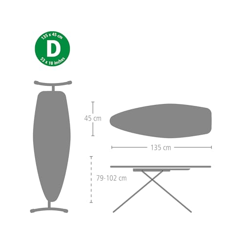 Brabantia Size D (53 x 18 in) Replacement Ironing Board Cover, Heat Resistant Zone, Thick Foam & Felt Padding (Spring Bubbles) by Brabantia - Image 4