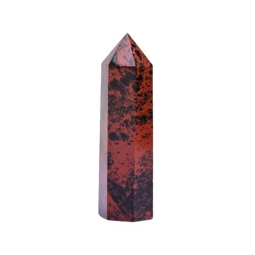1PC Rock red Obsidian Hexagonal Crystal Point Column Ornament Wand Home Decor Decoration Ornaments (Color : 50-60mm) Gemstone St
