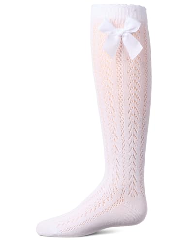 MeMoi Girls' Crochet Bow Cotton Blend Knee High Sock