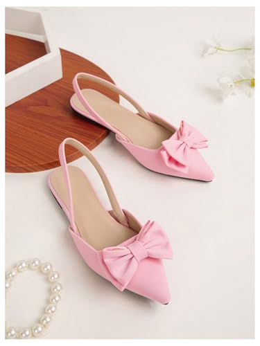 Image of Verdusa Women's Bow Pointed Toe Flat Shoes Slingback Flats Dress Shoes