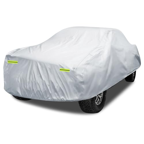 Image of Truck Cover Waterproof All Weather, 6 Layers Pickup Cover Fit for Ford F150, Chevrolet Silverado, Gmc Sierra, Ram 1500, Tundra (T3 Fit Truck Length Up to 240 inch), Silver