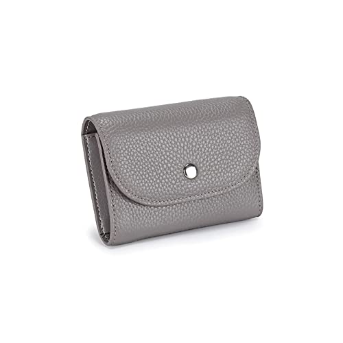 Women's Wallet Cowhide Leather Coin Purse Mini Women Card Wallet Multi-Function Women Leather Zipper Purse (Color : Grey)