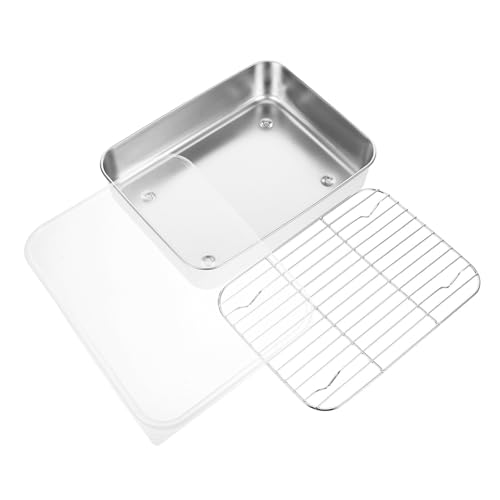 IMIKEYA Caja Organizadora para Alimentos de Acero Inoxidable Tapa de Silicona y Rejilla, Contenedor Hermético para Congelador y Cocina, Adecuado para Verduras y Albóndigas