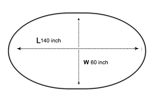 Image of The Furnishing Tree Oval Shaped 12 Seater Transparent Table Cover WxL 60x140 inches 0.25 mm Thickness with Golden Lace