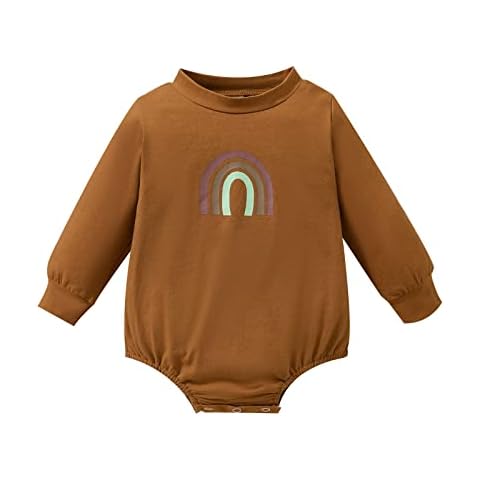 LitBear Newborn Baby Boys Girls Fall Winter Bodysuit Unisex Onesies Long Sleeve Cute One-Piece Rompers Clothes, Rainbow, 12-18months Cover