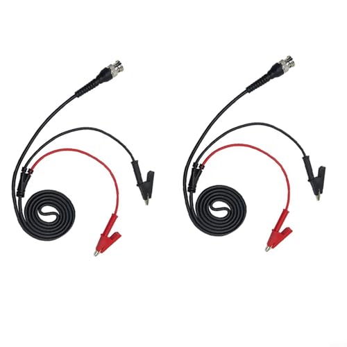 Cloudpower BNC to Crocodile Clips Cable, P1003-Alligator Clip Test Line Double Clip Line Oscilloscope Probe Full Copper Pressure-Resistant Fish Clip Q9BNC - Double Clip Connection