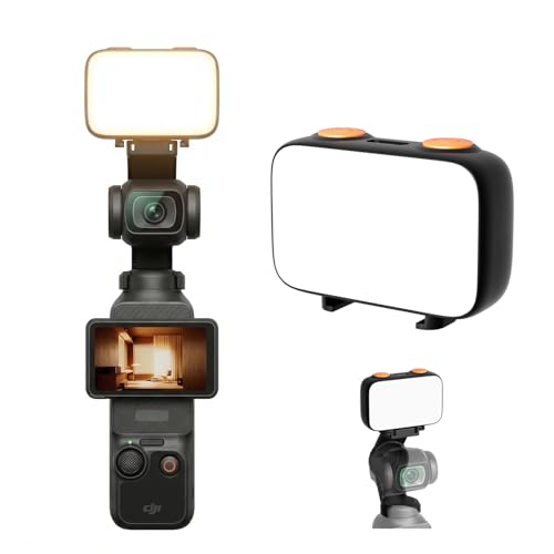 Jkoailiwi LED Fill Light for DJI Osmo Pocket 3 Accessories [Auto-Follow] Portable Vlog Selfie Light for TikTok Video Recording 40 LED Beads 3 Color Modes Stepless Dimming 800mAh Battery