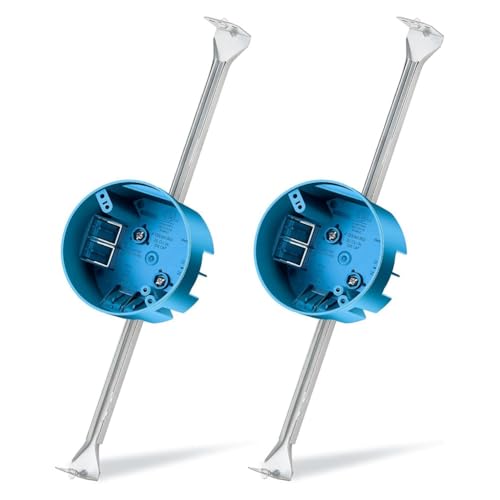 Lonrtesw 2 Piezas de Soporte para Ventilador de Techo, Caja Eléctrica de 14,25 A 22,5 Pulgadas, Caja Eléctrica Ajustable y Barra de Soporte, Soporte para Ventilador, Color Azul