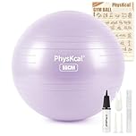PhysKcal Gym Ball 55cm Purple Exercise Swiss Ball for Fitness Yoga Pilates Pregnancy, Anti Burst Ball Chair for Balance, Stability, Quick Pump Included