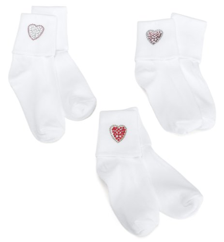 Jefferies Socks Big Girls' Fancy Heart Applique (Pack of 3)