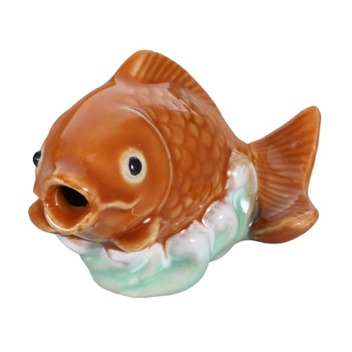 Cabilock Adornos De Cerámica Estatua De Carpa De Cerámica Escultura Forma De Pez Koi Figura Decorativa para Jardín Boquilla para Fuente De Agua Decoración De Estanque Exterior