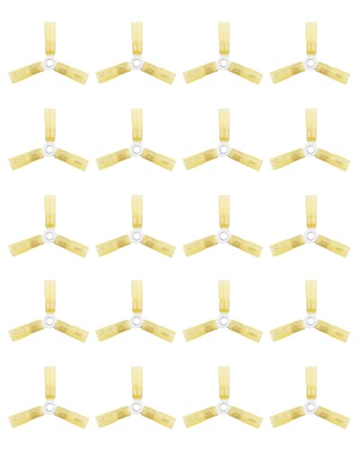 SZRKRLA 3 Way Wire Connectors for 12-10 Gauge AWG Wires, Efficient Wire Crimping, Yellow Butt Connectors Heat Shrink, Y Ring Butt Connector, 20PCS