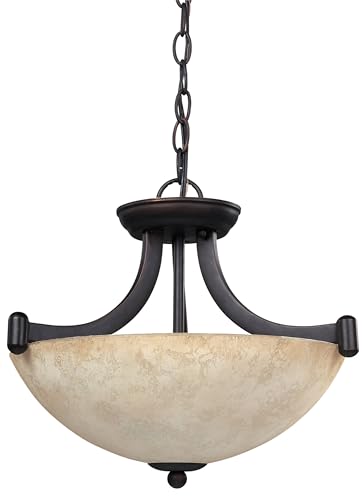 Canarm ICH375A03RA14 3 Light Warren Dual Large Pendant Light Fixture, Bronze