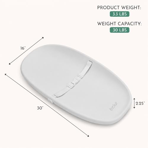 Image of Evolur Eva Changing Pad, Waterproof EVA Foam, Safety Strap, White
