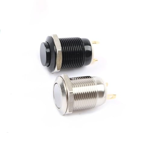 Interrupteur bouton-poussoir 12mm en métal argenté à tête haute momentané pour klaxon auto