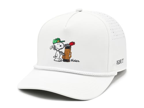 Black Clover Unisex Snoopy Golfbag 5 Panel Mid Rope Adjustable Hat White One Size