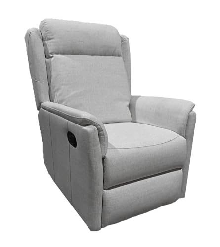 SWEET SOFA® Sillón Relax Nievis 107x72x98 cm – Sofá Individual Butaca Reclinable con Palanca y Reposapiés Elevable, Tapizado en Tela con Estructura Madera y Acero para Salón o Descanso Color Gris