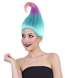 HPO Unisex Tri Color Straight Troll Wig - Adult Crazy Style Hair for Cosplay Characters | Funny Hairpiece for Halloween Parties & Themed Events
