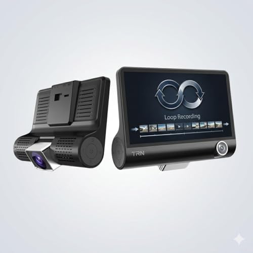 Image of 3 Channel Dash Cam Front Inside Rear 1080P Car Camera with 4 Inch IPS Display, 170 Wide Angle, Loop Recording, G-Sensor, Parking Monitor, Night Vision Dashcam for Car Security