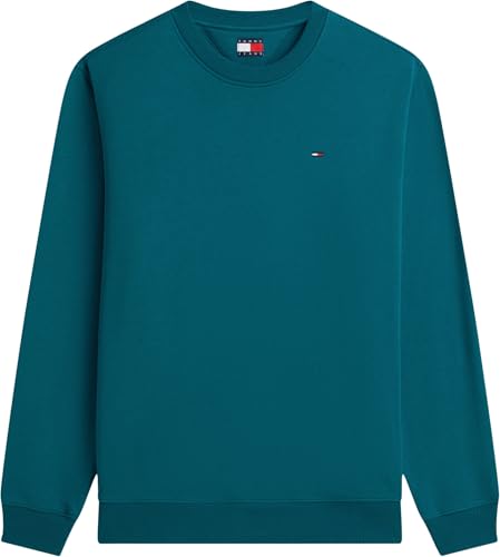 Tommy Jeans Herren Sweatshirt Regular Fit Flag Fleece Rundhalsausschnitt, Grün (Polar Teal), XL – Ansicht 5