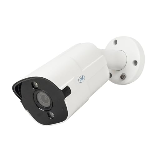 PNI Cámara de videovigilancia IP818J, PoE, Bala 8MP, luz Negra, Lente de 2,8 mm, para Exterior, Blanca