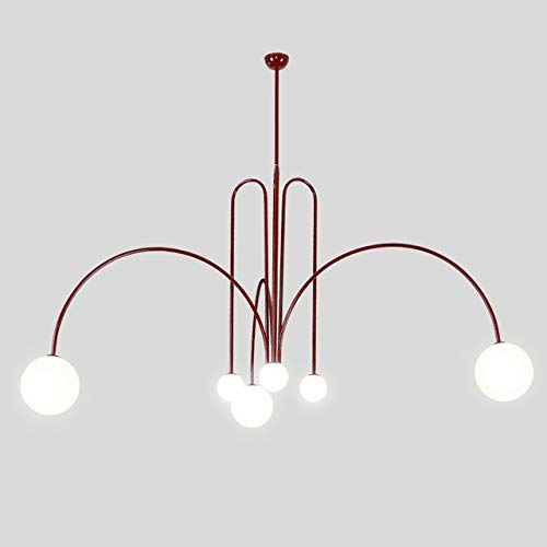 WXQ-XQ Luxury furniture Art Decor Glass Ball Chandelier Lighting Modern Living Room Chandelier/Hanging Light Nordic Home Indoor Lighting Fixture Best gift for family/friends (Body Color : Red)