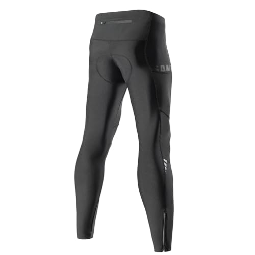 Santic Calças de ciclismo masculinas acolchoadas térmicas para mountain bike, leggings de lã para o