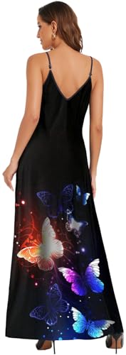 Image of Women's Maxi Sunflower Dresses Sleeveless Long Tie Dye Dress Casual Sundresses with Pockets