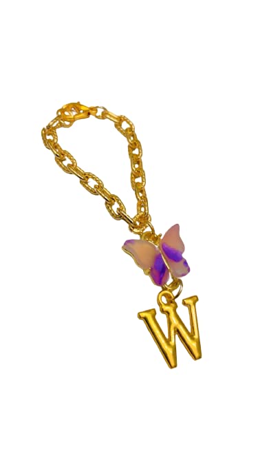 Morel Sturdy Rose Gold Watch Charm of Pink and Purple Butterfly and W Initial Diamond Alphabet Pendant, Watch Charm, Watch Accessories, Giftable for Wife, Sister or Friends Pack of 1 (B0B1PCBDFY) Amazon Price History, Amazon Price Tracker
