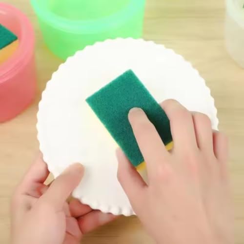Image of 2 in 1 Multifunctional Plastic Liquid Soap Dispenser & Dish Washing Scrubber Sponge Holder