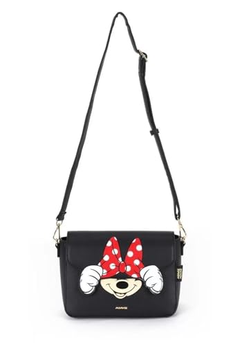 Bolsa Transversal Minnie Couro Sintético Preto - Luxcel