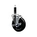 Hard Rubber Swivel Expanding Stem Caster w/5" x 1.25" Black Wheel and 1" Stem & Top Locking Brake - 300 lbs Capacity/Caster - Service Caster Brand