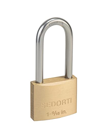 Image of SEDORTI Outdoor Weatherproof Padlock with Stainless Steel Shackle and Solid Brass Body, Marine Grade Rustproof Long Lock for Sheds, Storage Unit School Gym Locker, Fence, Toolbox, Hasp Storage