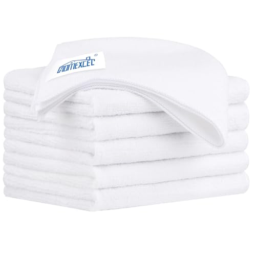 HOMEXCEL White Microfiber Cleaning Cloth 6 Pack 12.5 x 12.5 inch Microfiber Towels for Cars Ultra Absorbent Car Washing Cloth Lint Free Streak Free Cleaning Rags for Car Kitchen Window