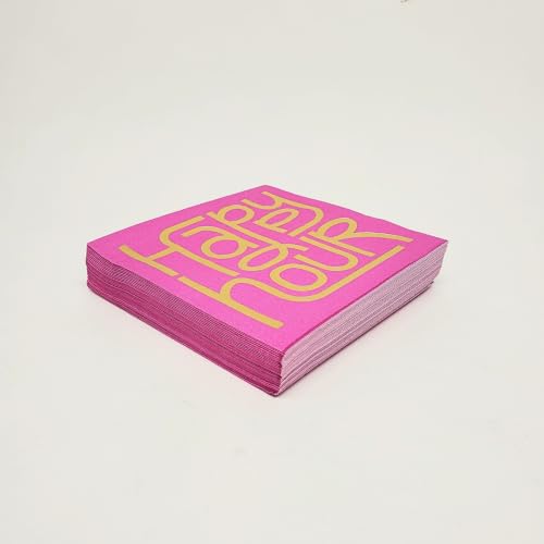 Image of Punch Studio 30-Count Disposable Paper Decorative Cake /Cocktail Party Napkins, 5 inch Square, Happy Hour