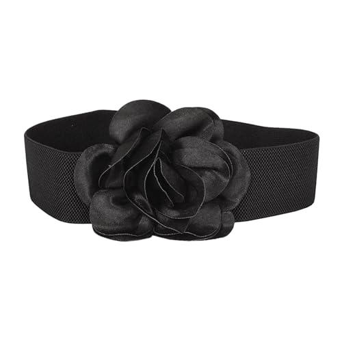 Women's Wide Belt Stretch Chunky Waist Belt Dress Belts Big Flower Cinch Belts Elastic Belts for Women