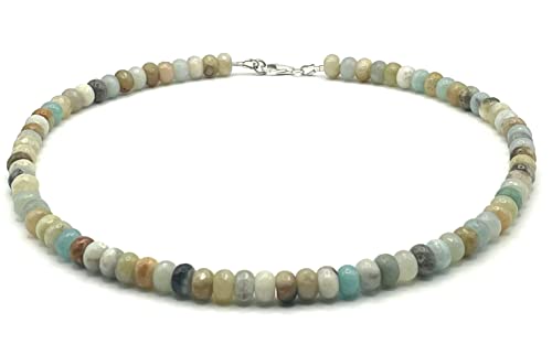 Collier en amazonite véritable et argent 925 de créateur