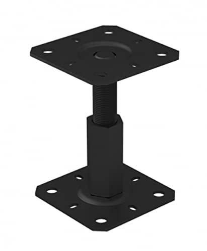 Heavy Duty Black Cataphoresis Adjustable 100-150mm Elevated Post Base Support for Pergola Terrace Gazebo (100mm x 130mm)