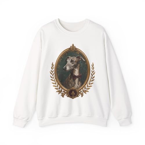 Regal Greyhound Sweatshirt Vintage Frame Dog Portrait Crewneck Pullover Antique