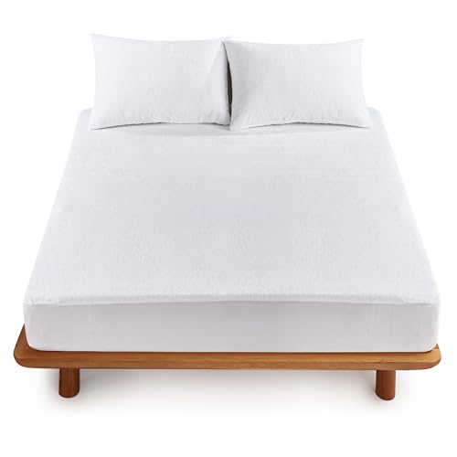 Image of HOUSSE King Size Waterproof Mattress Protector 75 * 48 inch Inches | Premium Bed Mattress Protector Cover | 100% Waterproof | Soft Breathable Fabric | Stretchable Fitted Style | Fits Up to 8 Inch | White