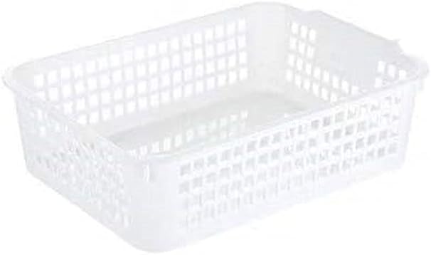 费师爱桌zwl small storage box Household Plastic Empty Desktop Storage Basket Snack Storage Basket Orthogonal Sundries Storage Box Bathroom Rack Basket (Color : L)