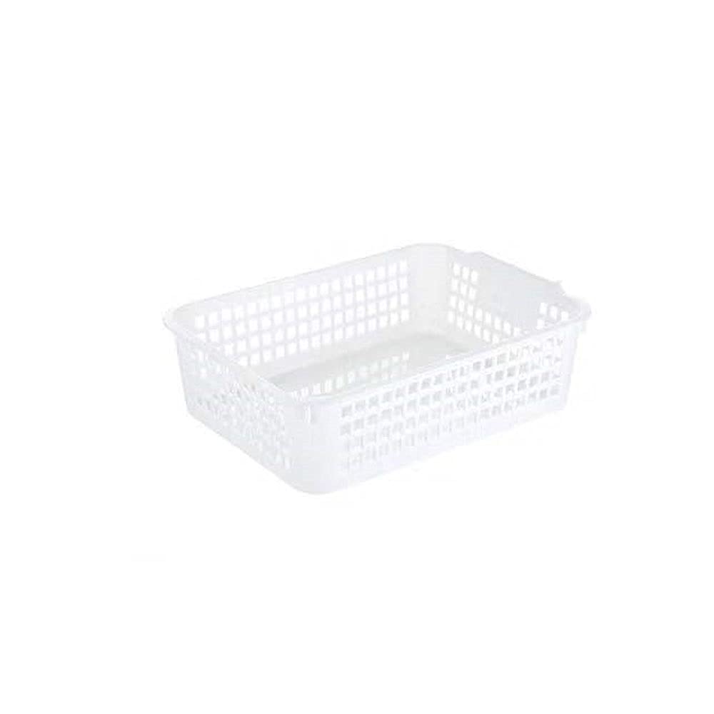费师爱桌zwl small storage box Household Plastic Empty Desktop Storage Basket Snack Storage Basket Orthogonal Sundries Storage Box Bathroom Rack Basket (Color : L)