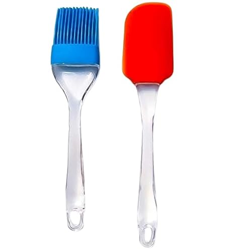 Mr.Gadget's Solutions Juego de 2 utensilios de cocina antiadherentes para cocinar, hornear y mezclar, cepillo y espátula de silicona duraderos para preparar alimentos sin esfuerzo