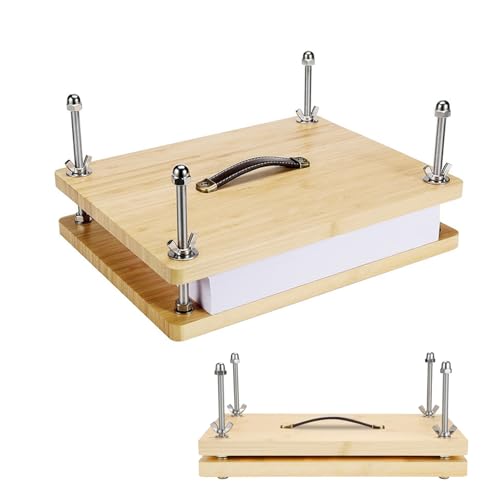 DROSOKING Book Press, 14.7 * 11.4 Inch Book Binding Press Large, Paper Press Bookbinding, Bookbinding Wood Press with Portable Grip Handle, Ideal for Bookbinding, Scrapbooking, and DIY Projects