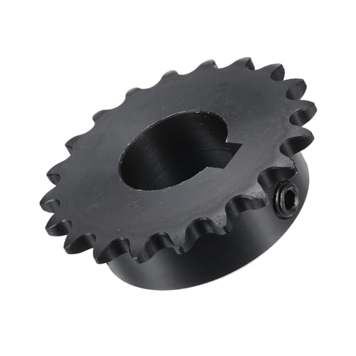 Image of uxcell #35 Chain Roller Sprocket B Type, 1 inch Bore 20 Tooth Single Strand Chain Sprocket, Carbon Steel, Keyway with Set Screws