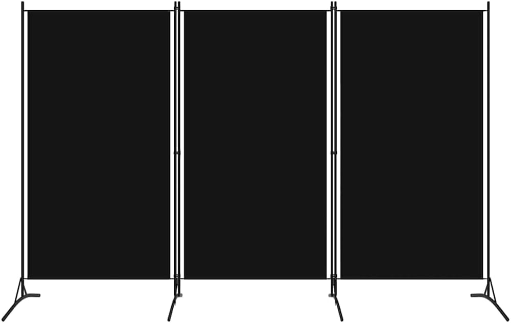 3-Panel Folding Room Divider, 102.4"x70.9" Black Fabric